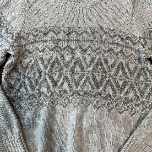 LL Bean Womens XL  Cotton Grey Pullover Knit Sweater Knit Long Sleeve Winter - Picture 2 of 5